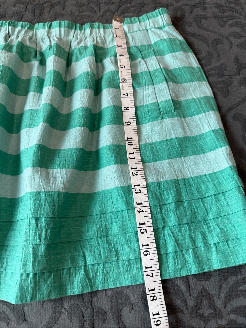LOFT Mint and Kelly Green Striped A-Line Skirt - Picture 4 of 7